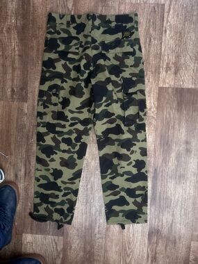 Men's Bape Camo Cargo Pants - Olive Green